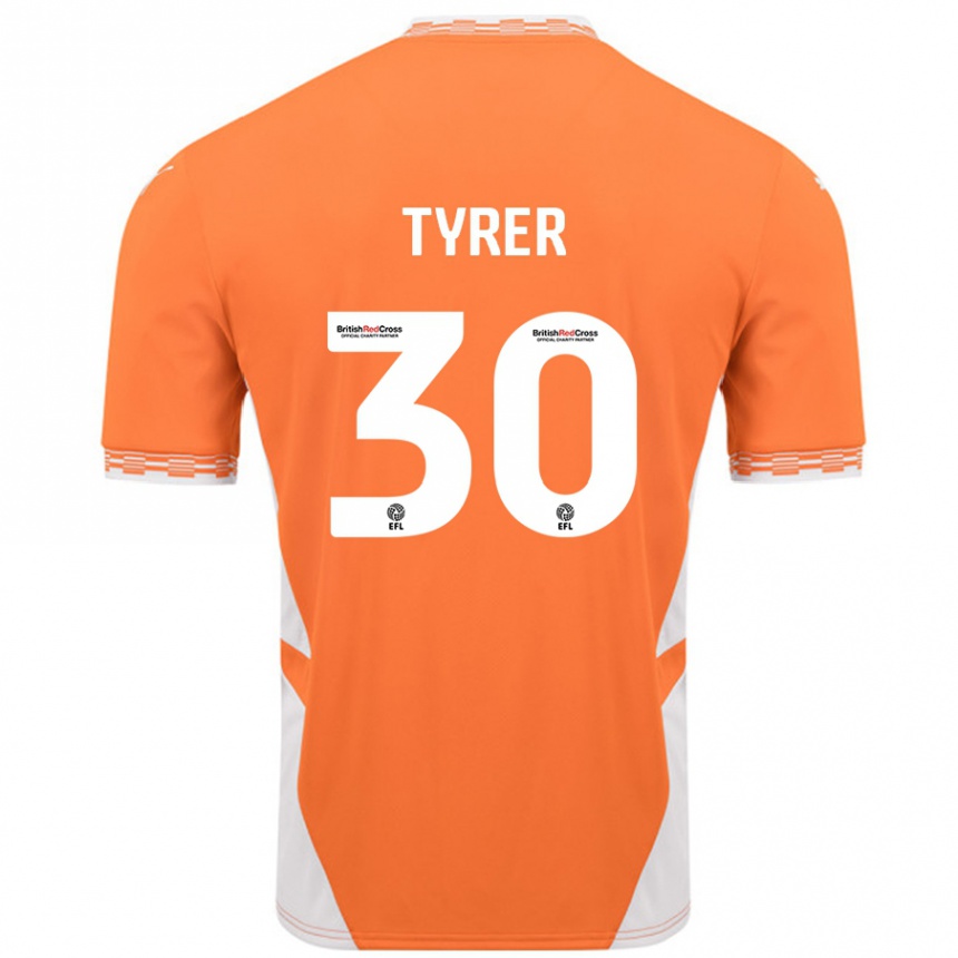 Kinder Fußball Harry Tyrer #30 Orange Weiß Heimtrikot Trikot 2024/25 T-Shirt Luxemburg