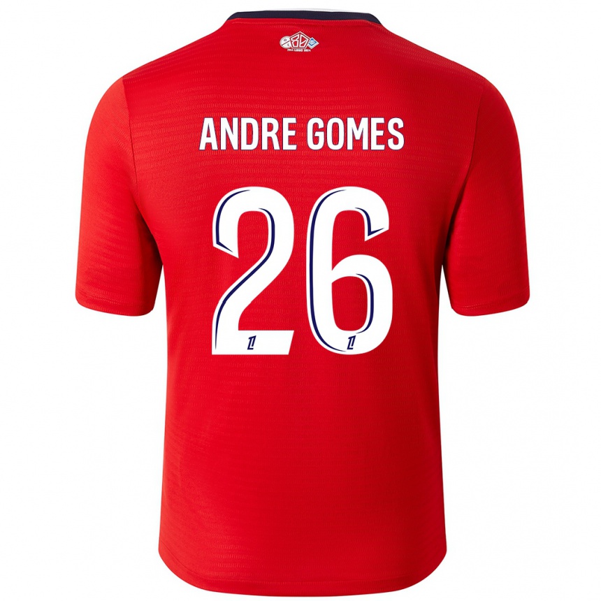 Kinder Fußball André Gomes #26 Rot Weiß Heimtrikot Trikot 2024/25 T-Shirt Luxemburg