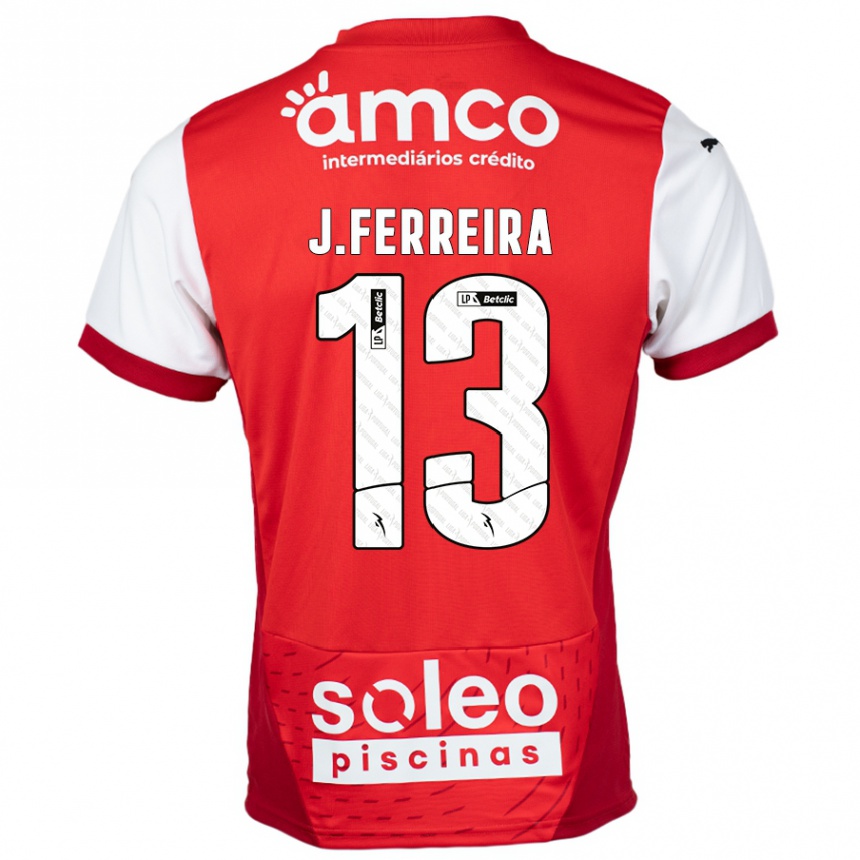 Kinder Fußball João Ferreira #13 Rot Weiß Heimtrikot Trikot 2024/25 T-Shirt Luxemburg