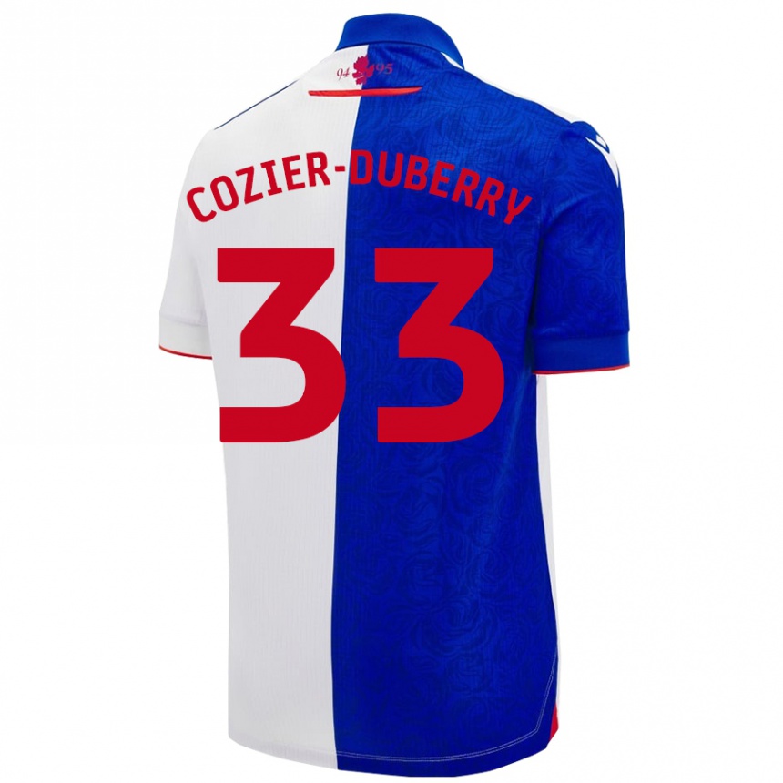 Kinder Fußball Amario Cozier-Duberry #33 Himmelblau Weiß Heimtrikot Trikot 2024/25 T-Shirt Luxemburg