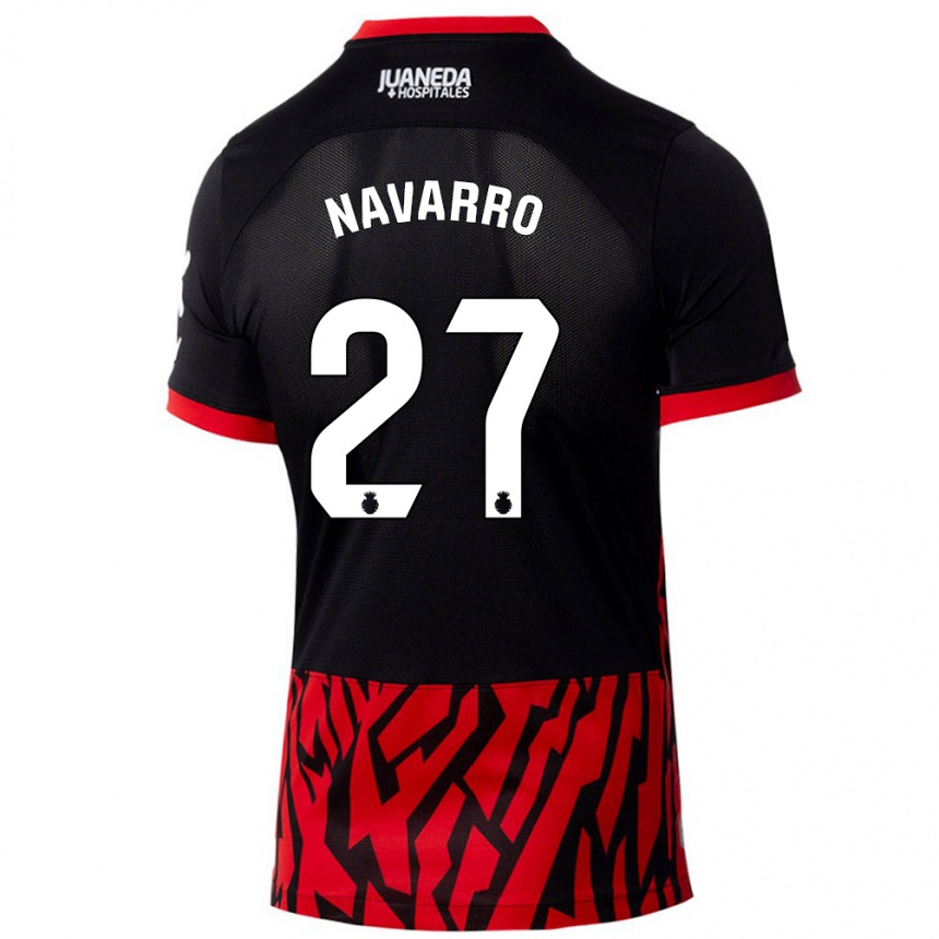 Kinder Fußball Robert Navarro #27 Schwarz Rot Heimtrikot Trikot 2024/25 T-Shirt Luxemburg