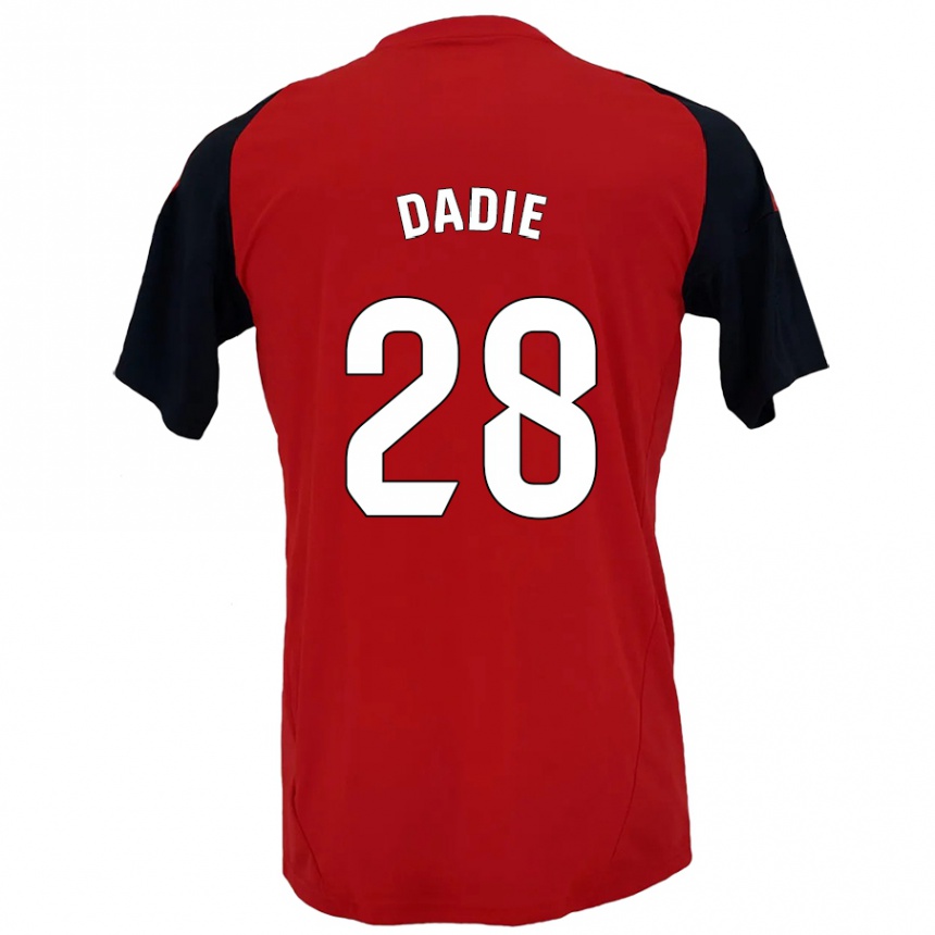 Kinder Fußball Alberto Dadie #28 Rot Schwarz Heimtrikot Trikot 2024/25 T-Shirt Luxemburg