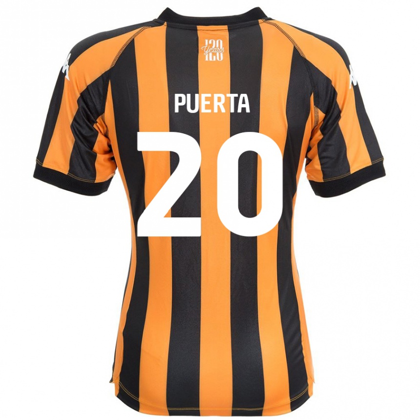 Kinder Fußball Gustavo Puerta #20 Schwarz Bernstein Heimtrikot Trikot 2024/25 T-Shirt Luxemburg