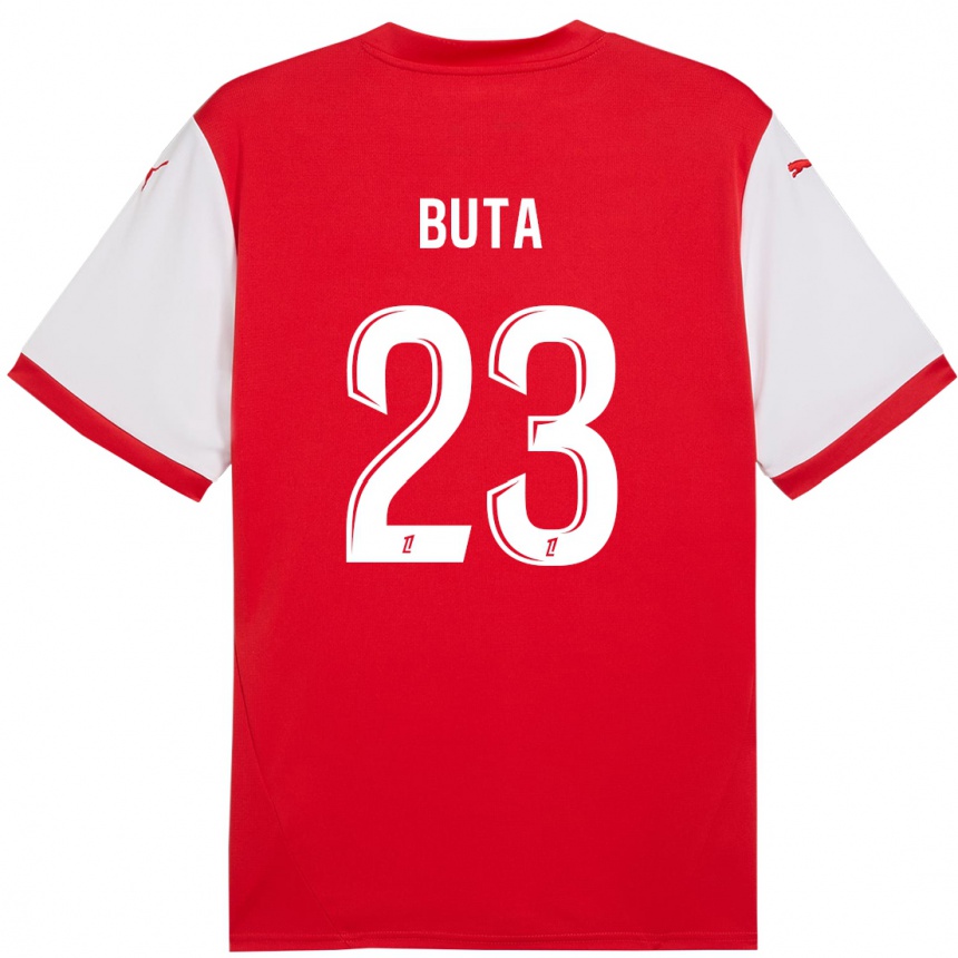 Kinder Fußball Aurélio Buta #23 Rot Weiß Heimtrikot Trikot 2024/25 T-Shirt Luxemburg