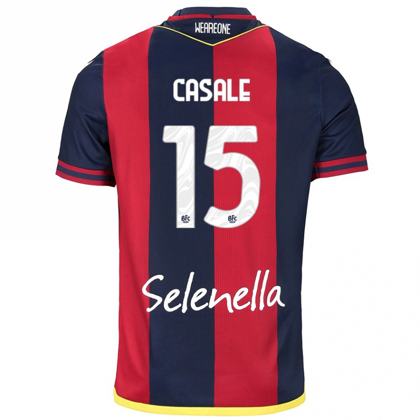 Kinder Fußball Nicolò Casale #15 Rot Königsblau Heimtrikot Trikot 2024/25 T-Shirt Luxemburg