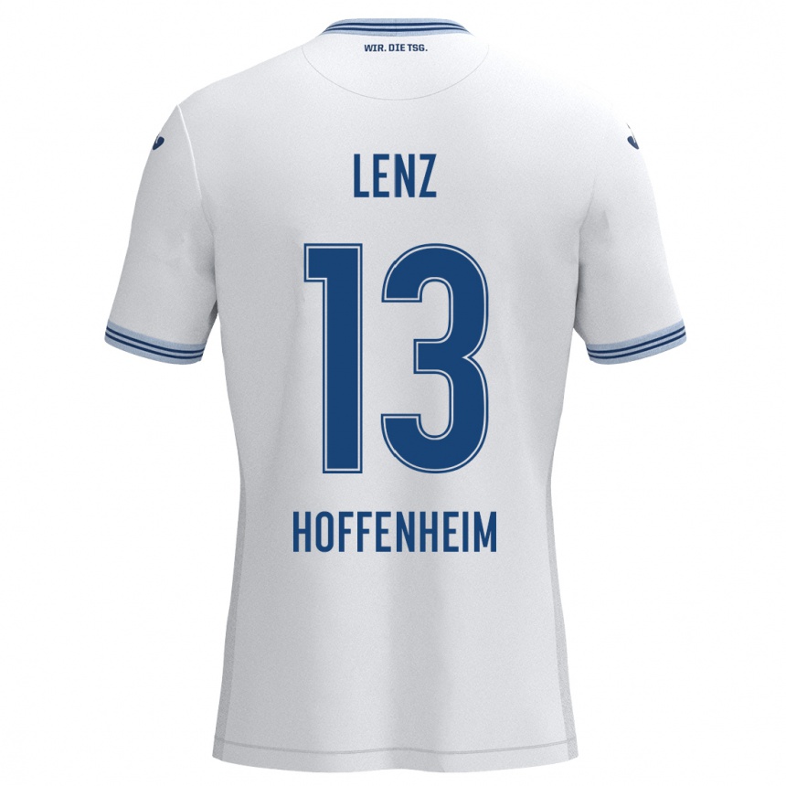 Kinder Fußball Christopher Lenz #13 Weiß Blau Auswärtstrikot Trikot 2024/25 T-Shirt Luxemburg