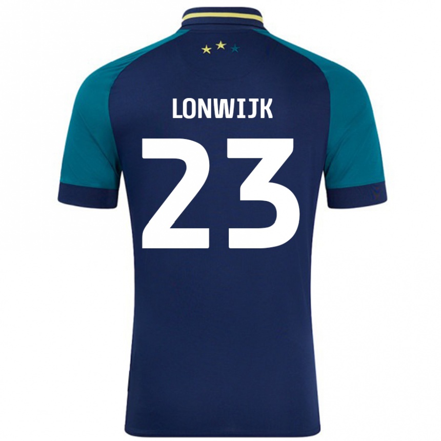 Kinder Fußball Nigel Lonwijk #23 Marine Dunkelgrün Auswärtstrikot Trikot 2024/25 T-Shirt Luxemburg