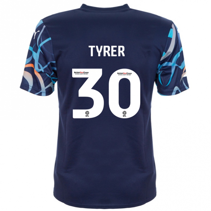 Kinder Fußball Harry Tyrer #30 Marineblau Auswärtstrikot Trikot 2024/25 T-Shirt Luxemburg