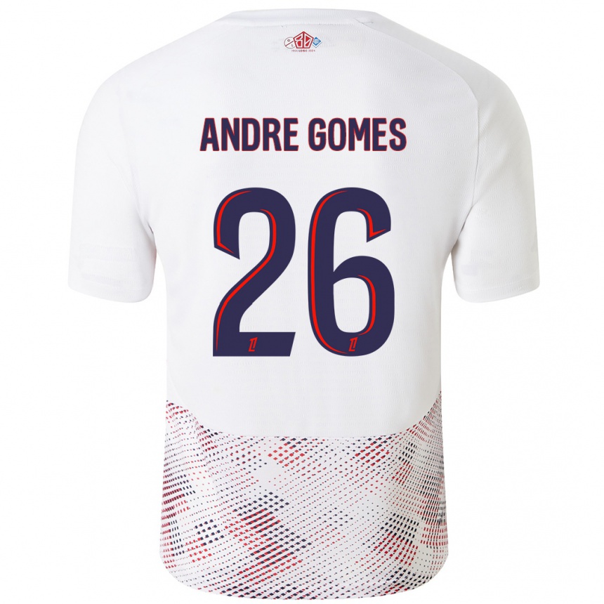 Kinder Fußball André Gomes #26 Weiß Königsblau Auswärtstrikot Trikot 2024/25 T-Shirt Luxemburg