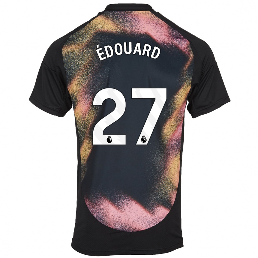 Kinder Fußball Odsonne Edouard #27 Schwarz Weiß Auswärtstrikot Trikot 2024/25 T-Shirt Luxemburg