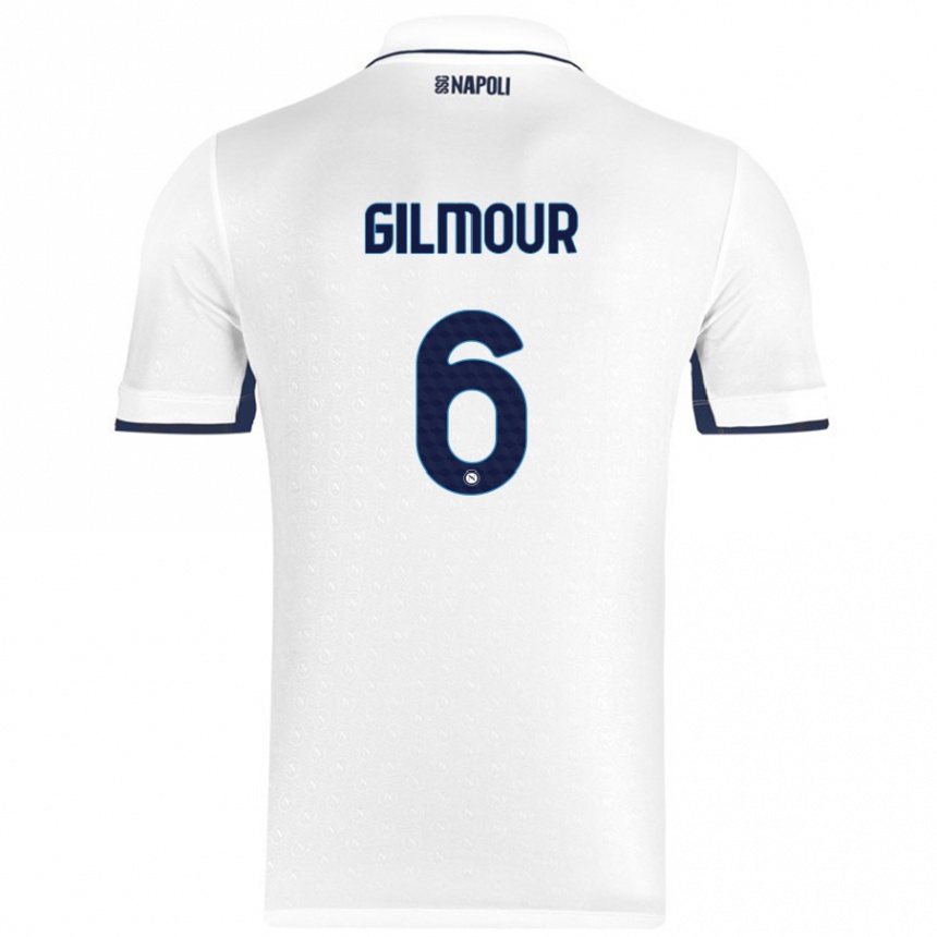 Kinder Fußball Billy Gilmour #6 Weiß Königsblau Auswärtstrikot Trikot 2024/25 T-Shirt Luxemburg