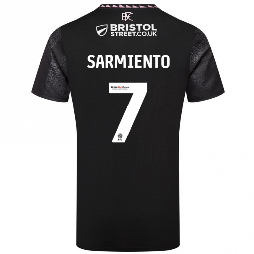 Kinder Fußball Jeremy Sarmiento #7 Schwarz Auswärtstrikot Trikot 2024/25 T-Shirt Luxemburg