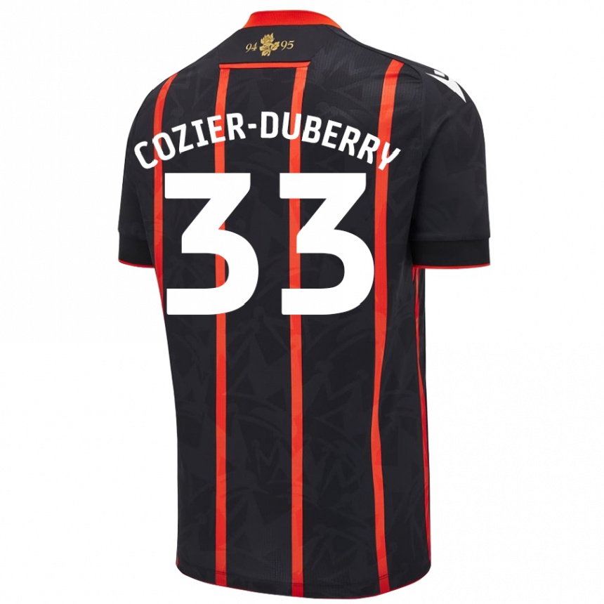 Kinder Fußball Amario Cozier-Duberry #33 Schwarz Rot Auswärtstrikot Trikot 2024/25 T-Shirt Luxemburg