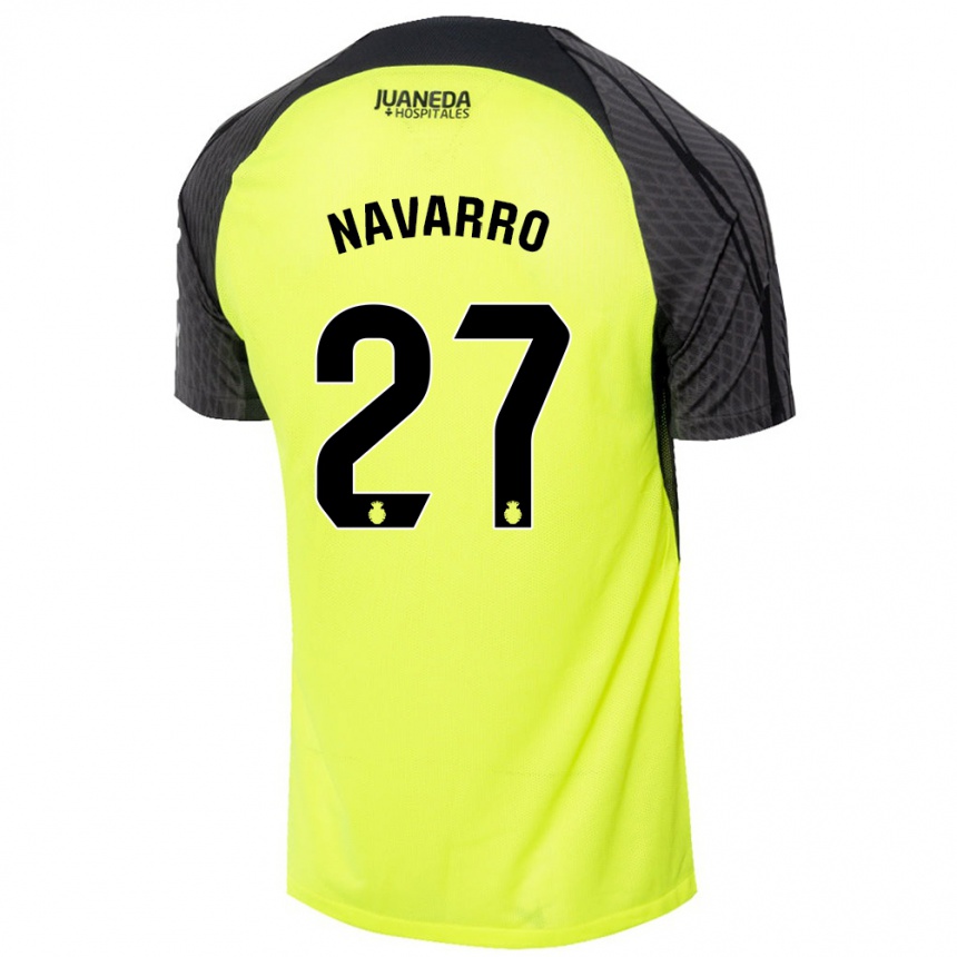 Kinder Fußball Robert Navarro #27 Fluoreszierend Grün Schwarz Auswärtstrikot Trikot 2024/25 T-Shirt Luxemburg