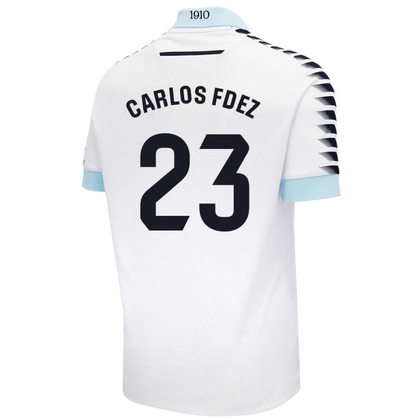 Kinder Fußball Carlos Fernández #23 Weiß Blau Auswärtstrikot Trikot 2024/25 T-Shirt Luxemburg