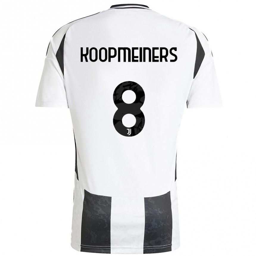 Kinder Fußball Teun Koopmeiners #8 Weiß Schwarz Heimtrikot Trikot 2024/25 T-Shirt Luxemburg