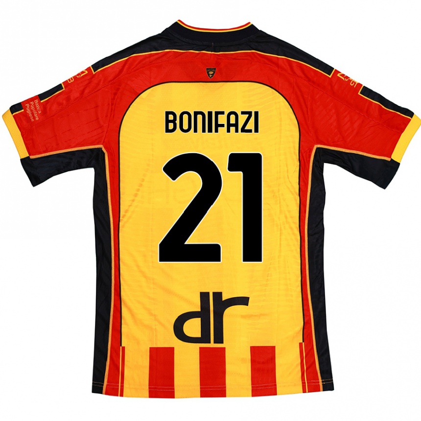 Kinder Fußball Kevin Bonifazi #21 Gelb Rot Heimtrikot Trikot 2024/25 T-Shirt Luxemburg