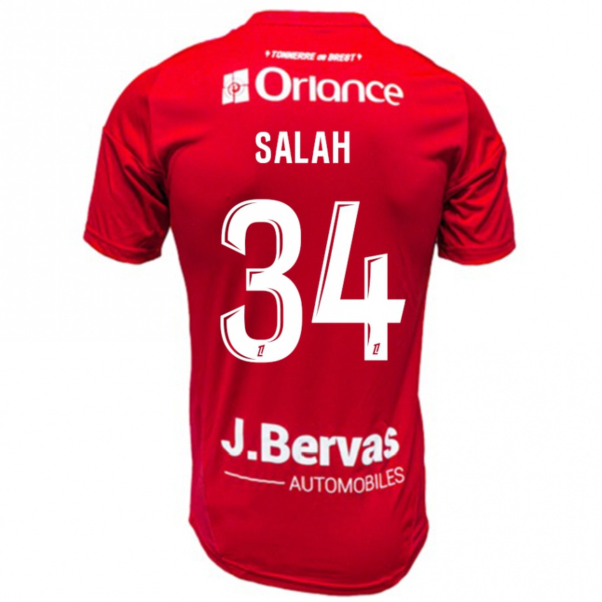 Kinder Fußball Ibrahim Salah #34 Rot Weiß Heimtrikot Trikot 2024/25 T-Shirt Luxemburg