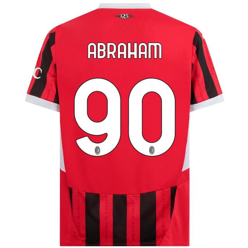 Kinder Fußball Tammy Abraham #90 Rot Schwarz Heimtrikot Trikot 2024/25 T-Shirt Luxemburg