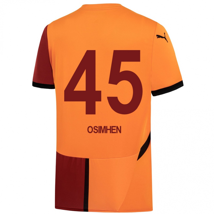 Kinder Fußball Victor Osimhen #45 Gelb Rot Heimtrikot Trikot 2024/25 T-Shirt Luxemburg