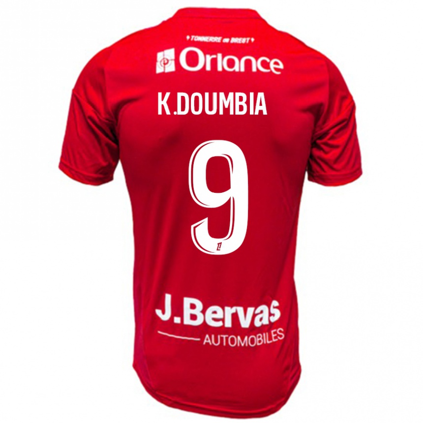 Kinder Fußball Kamory Doumbia #9 Rot Weiß Heimtrikot Trikot 2024/25 T-Shirt Luxemburg