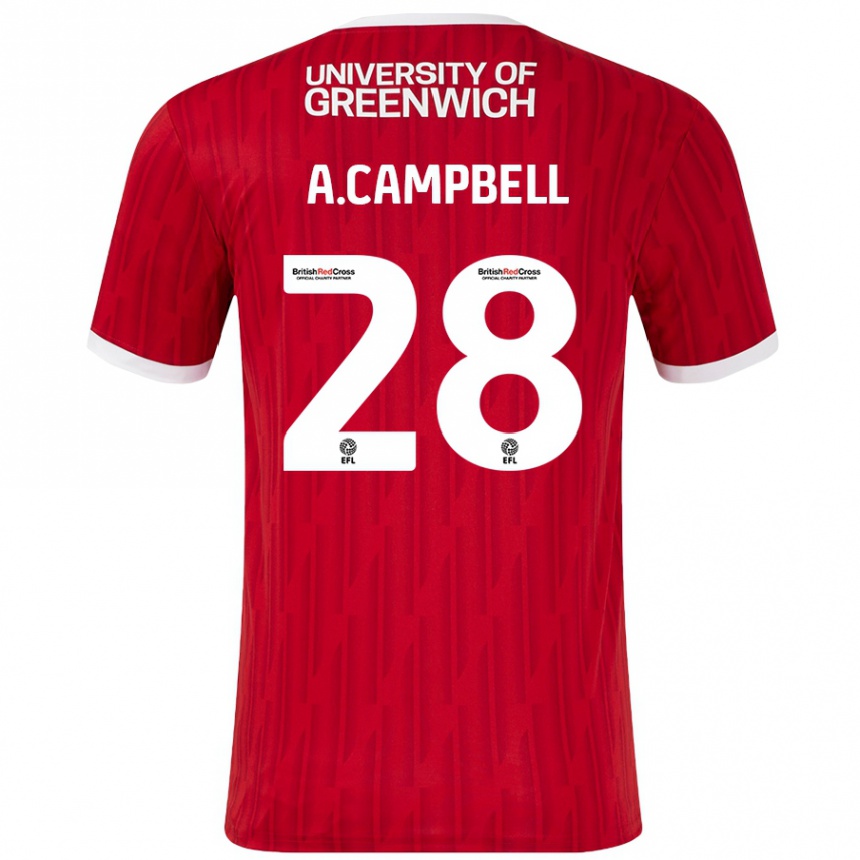 Kinder Fußball Allan Campbell #28 Rot Weiß Heimtrikot Trikot 2024/25 T-Shirt Luxemburg