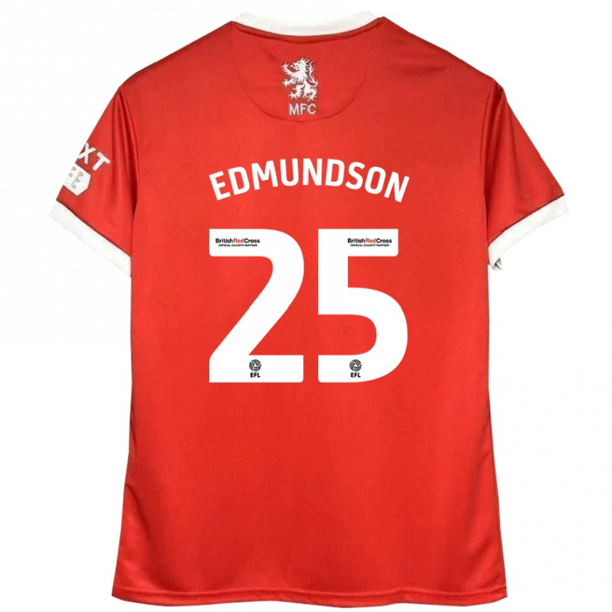 Kinder Fußball George Edmundson #25 Rot Weiß Heimtrikot Trikot 2024/25 T-Shirt Luxemburg