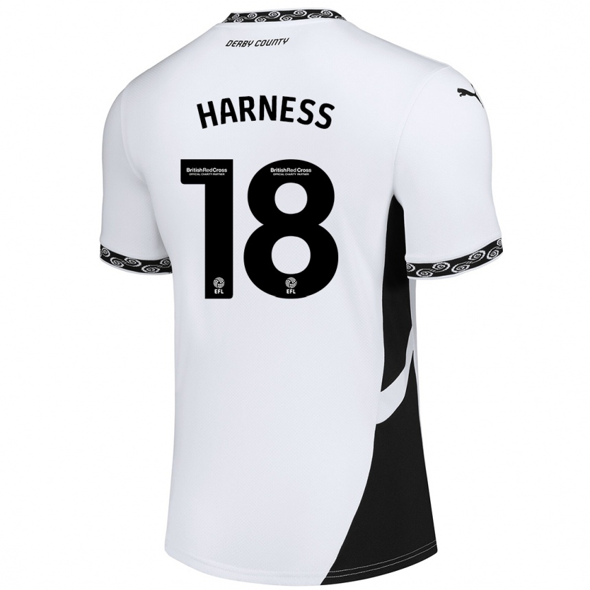 Kinder Fußball Marcus Harness #18 Weiß Schwarz Heimtrikot Trikot 2024/25 T-Shirt Luxemburg