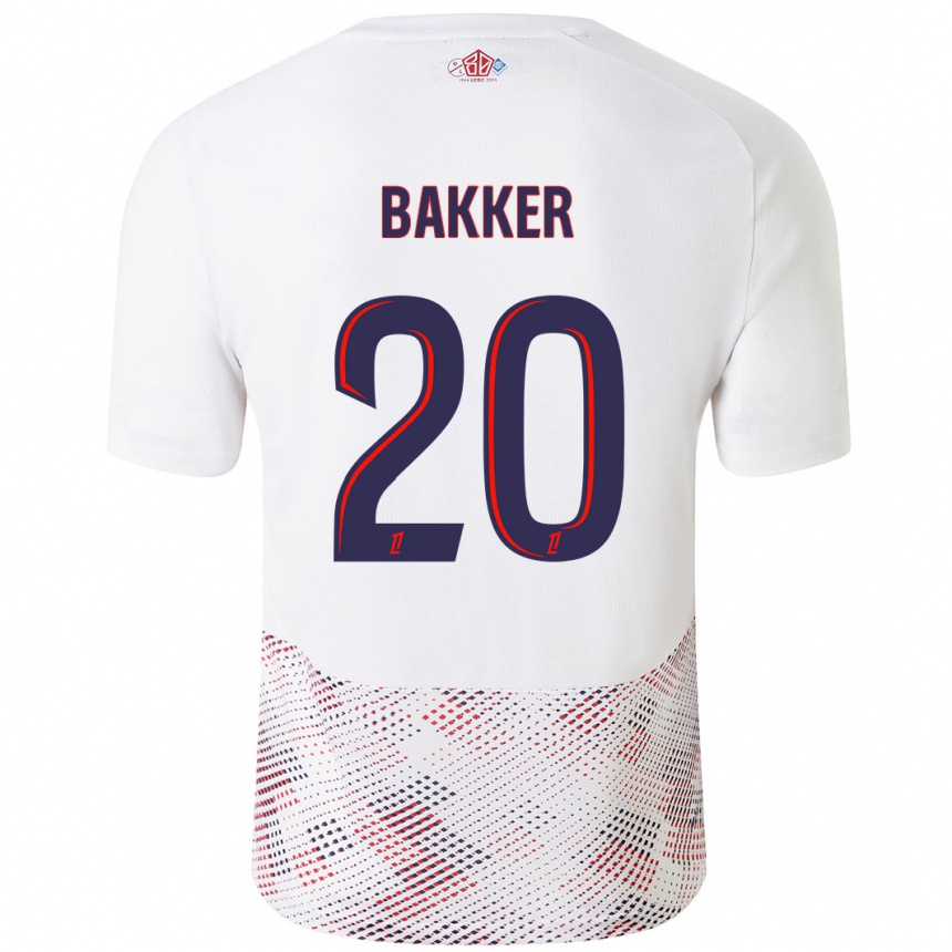 Kinder Fußball Mitchel Bakker #20 Weiß Königsblau Auswärtstrikot Trikot 2024/25 T-Shirt Luxemburg