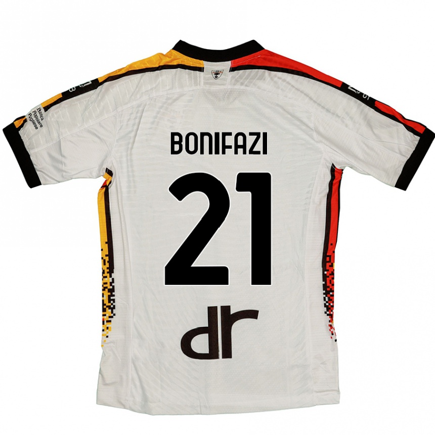 Kinder Fußball Kevin Bonifazi #21 Weiß Schwarz Auswärtstrikot Trikot 2024/25 T-Shirt Luxemburg