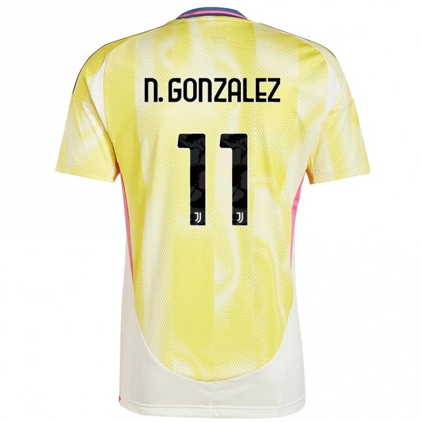 Kinder Fußball Nicolás González #11 Solargelb Auswärtstrikot Trikot 2024/25 T-Shirt Luxemburg