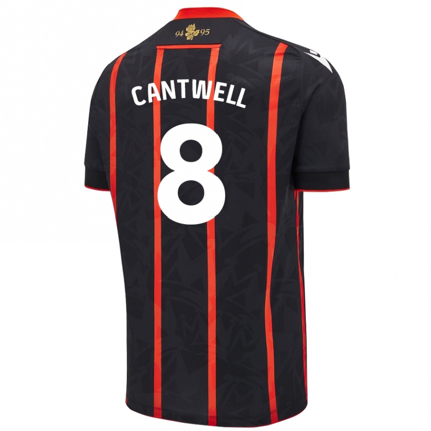 Kinder Fußball Todd Cantwell #8 Schwarz Rot Auswärtstrikot Trikot 2024/25 T-Shirt Luxemburg