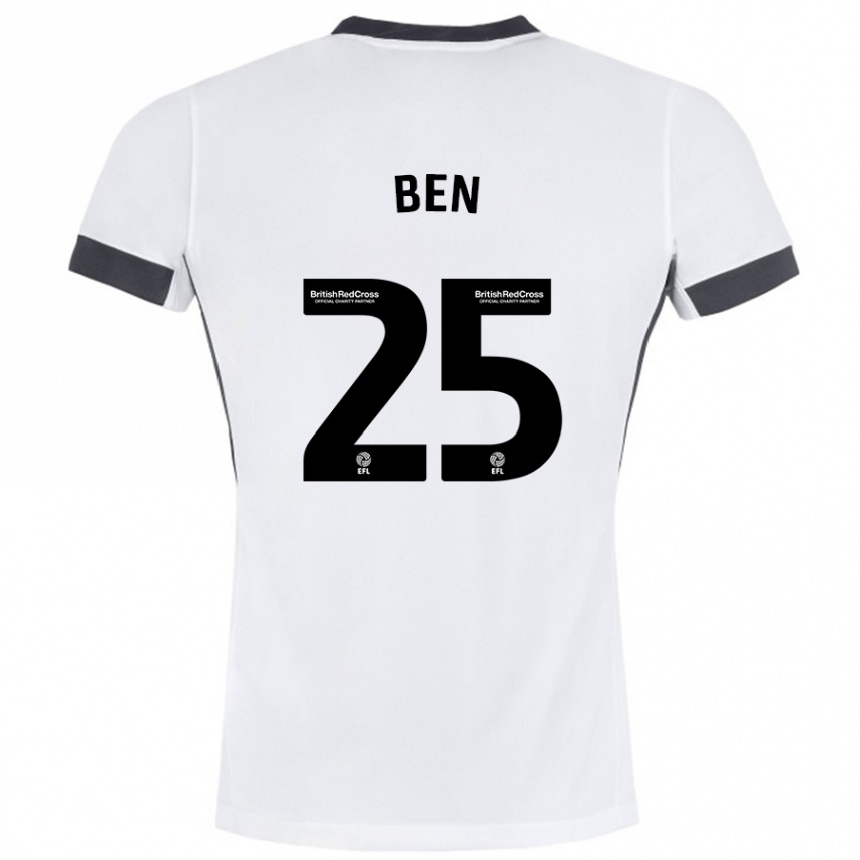 Kinder Fußball Ben Davies #25 Weiß Schwarz Auswärtstrikot Trikot 2024/25 T-Shirt Luxemburg