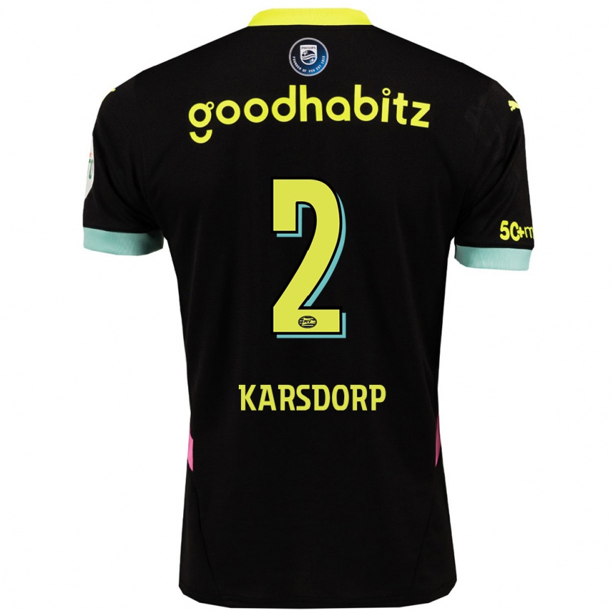 Kinder Fußball Rick Karsdorp #2 Schwarz Gelb Auswärtstrikot Trikot 2024/25 T-Shirt Luxemburg