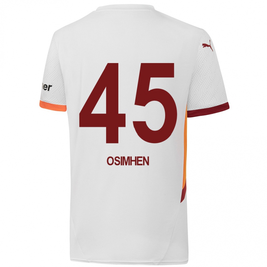 Kinder Fußball Victor Osimhen #45 Weiß Gelb Rot Auswärtstrikot Trikot 2024/25 T-Shirt Luxemburg