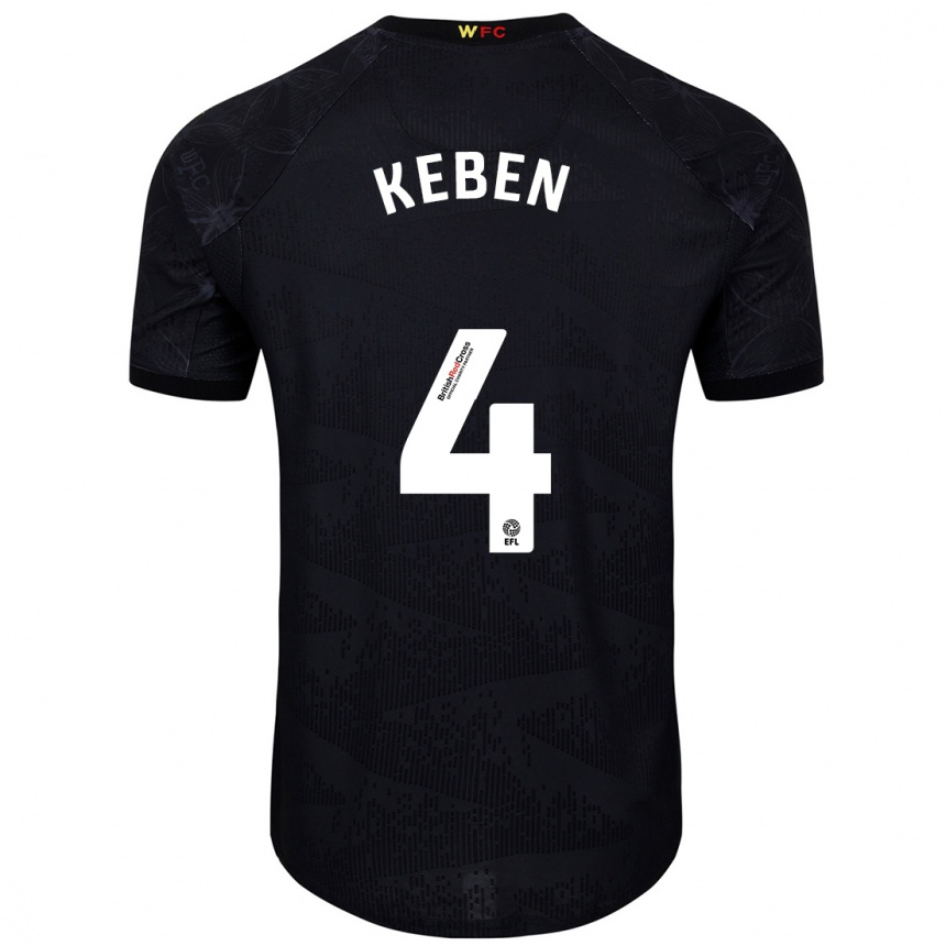 Kinder Fußball Kévin Keben #4 Schwarz Weiß Auswärtstrikot Trikot 2024/25 T-Shirt Luxemburg