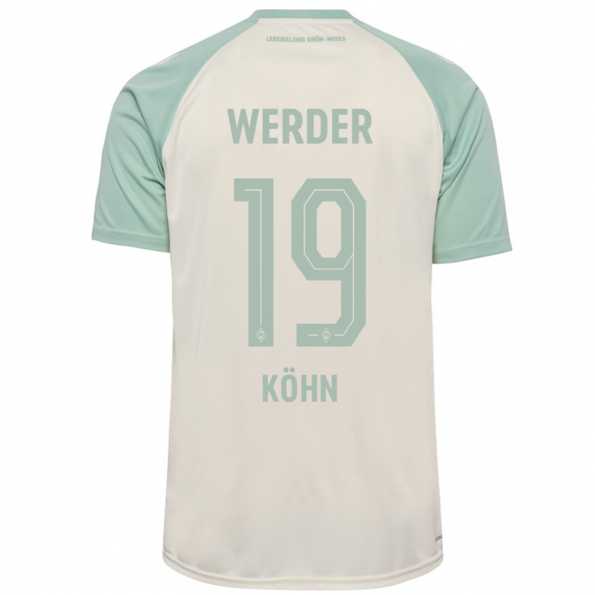 Kinder Fußball Derrick Köhn #19 Cremeweiß Hellgrün Auswärtstrikot Trikot 2024/25 T-Shirt Luxemburg