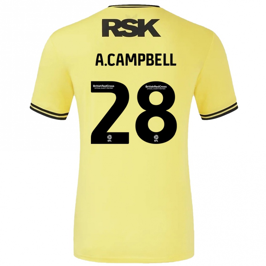 Kinder Fußball Allan Campbell #28 Gelb Schwarz Auswärtstrikot Trikot 2024/25 T-Shirt Luxemburg