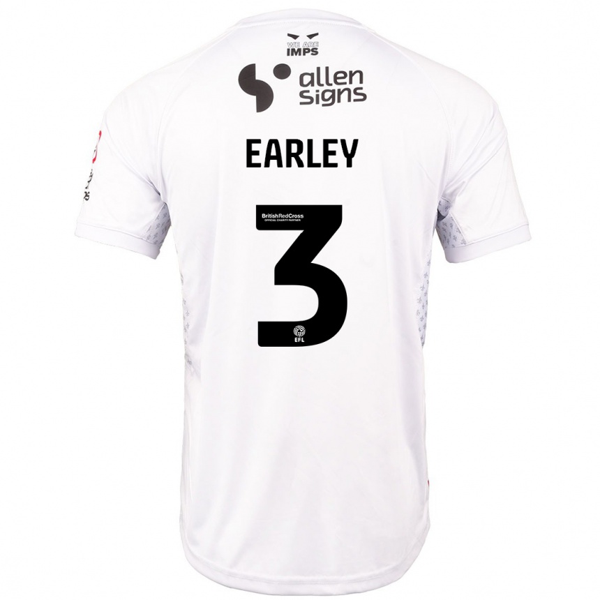 Kinder Fußball Saxon Earley #3 Rot Weiß Auswärtstrikot Trikot 2024/25 T-Shirt Luxemburg