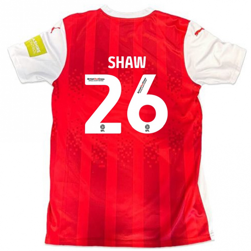 Kinder Fußball Liam Shaw #26 Rot Weiß Heimtrikot Trikot 2024/25 T-Shirt Luxemburg