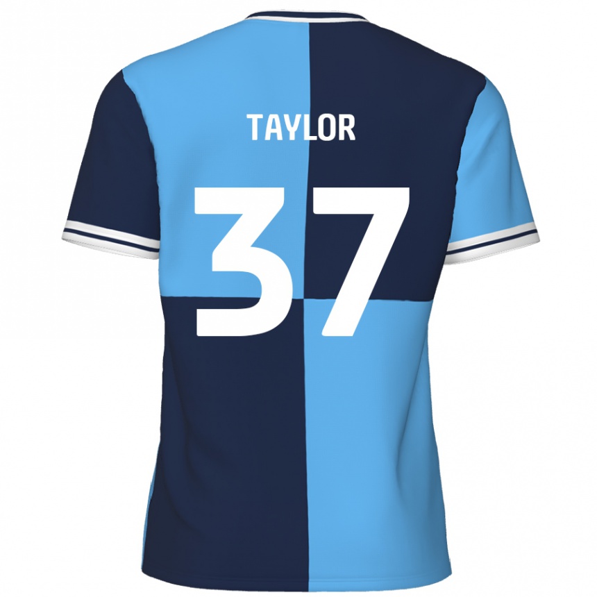 Kinder Fußball Caleb Taylor #37 Himmelblau Dunkelblau Heimtrikot Trikot 2024/25 T-Shirt Luxemburg