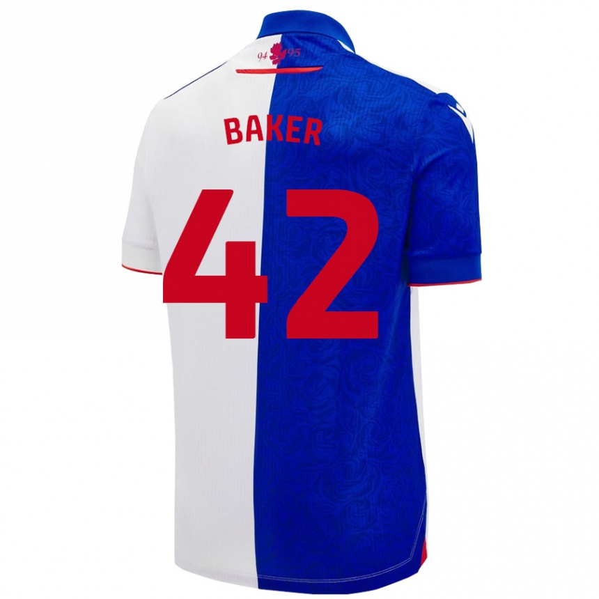 Kinder Fußball Lewis Baker #42 Himmelblau Weiß Heimtrikot Trikot 2024/25 T-Shirt Luxemburg