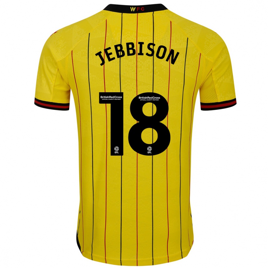 Kinder Fußball Daniel Jebbison #18 Gelb Schwarz Heimtrikot Trikot 2024/25 T-Shirt Luxemburg