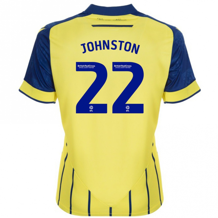 Kinder Fußball Mikey Johnston #22 Gelb Blau Auswärtstrikot Trikot 2024/25 T-Shirt Luxemburg