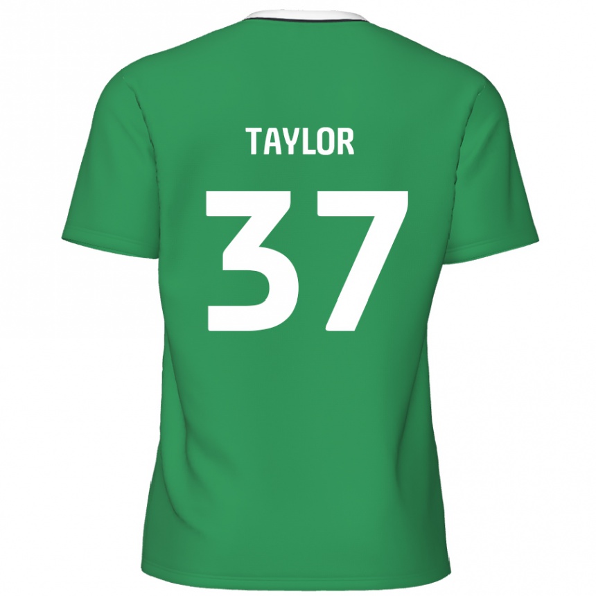 Kinder Fußball Caleb Taylor #37 Grün Weiße Streifen Auswärtstrikot Trikot 2024/25 T-Shirt Luxemburg