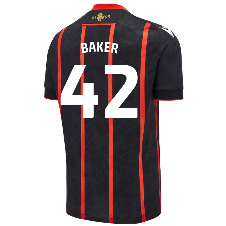 Kinder Fußball Lewis Baker #42 Schwarz Rot Auswärtstrikot Trikot 2024/25 T-Shirt Luxemburg