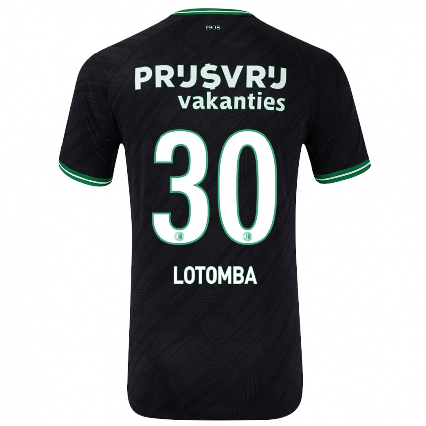 Kinder Fußball Jordan Lotomba #30 Schwarz Grün Auswärtstrikot Trikot 2024/25 T-Shirt Luxemburg