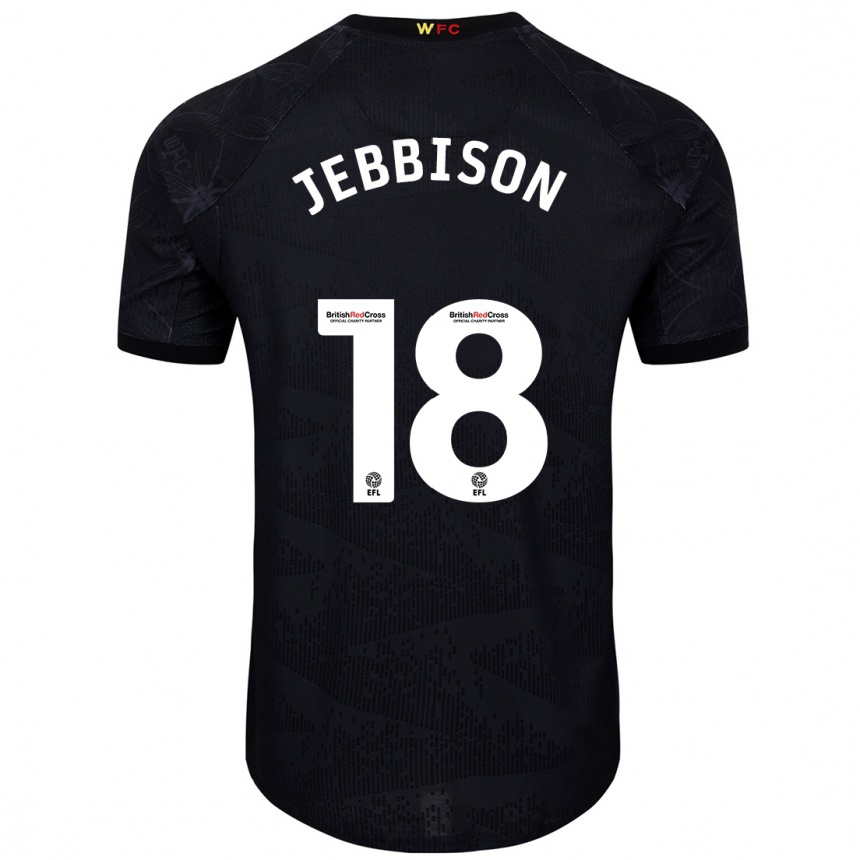 Kinder Fußball Daniel Jebbison #18 Schwarz Weiß Auswärtstrikot Trikot 2024/25 T-Shirt Luxemburg