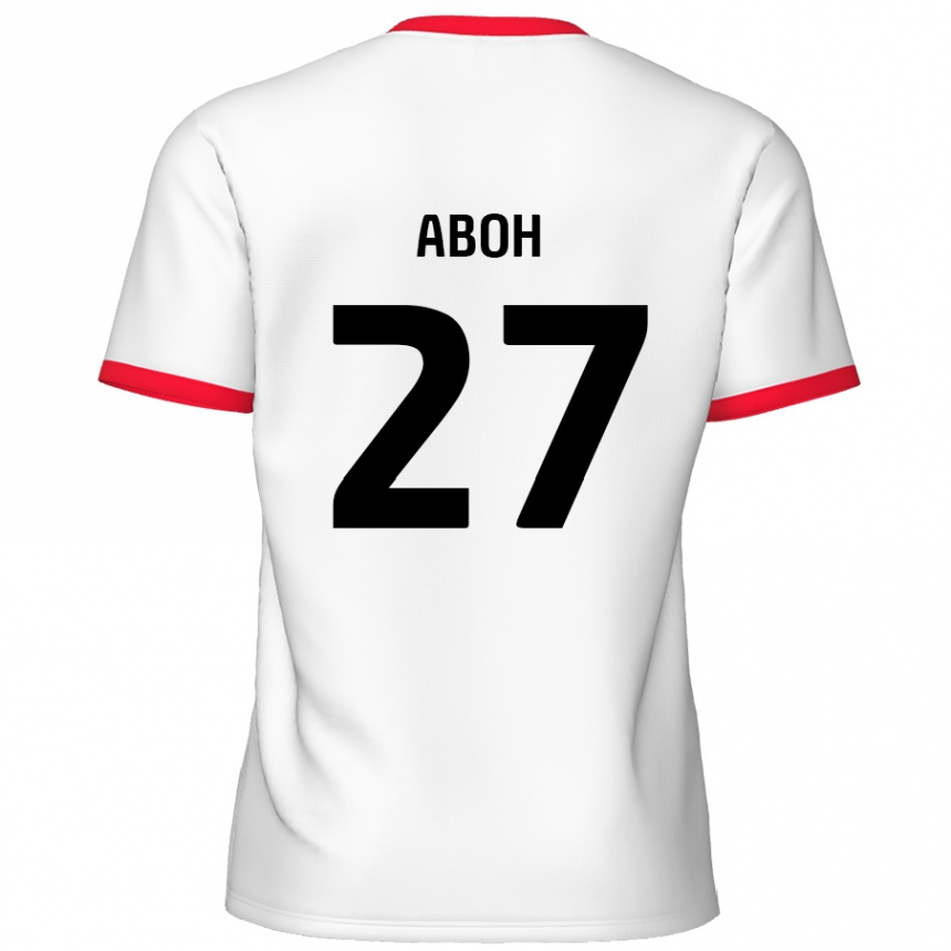 Kinder Fußball Ken Aboh #27 Weiß Rot Heimtrikot Trikot 2024/25 T-Shirt Luxemburg