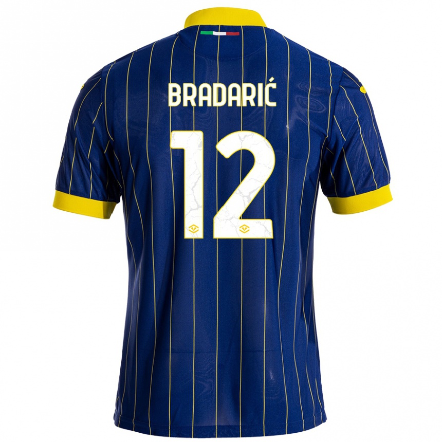 Kinder Fußball Domagoj Bradarić #12 Blau Gelb Heimtrikot Trikot 2024/25 T-Shirt Luxemburg